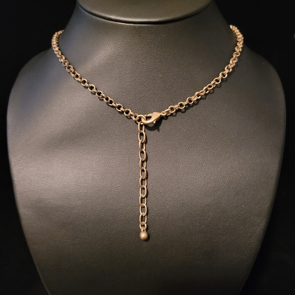 Estate Magnesite Stone & Opalescent Rhinestone Bohemian Necklace - Picture 4 of 4